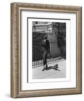 Vogue - August 1934 - Woman Walking her Pet Dachshund-Lusha Nelson-Framed Premium Photographic Print