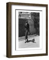 Vogue - August 1934 - Woman Walking her Pet Dachshund-Lusha Nelson-Framed Premium Photographic Print