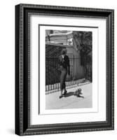 Vogue - August 1934 - Woman Walking her Pet Dachshund-Lusha Nelson-Framed Premium Photographic Print