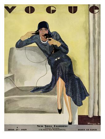 'Vogue Cover - April 1929' Premium Giclee Print - Pierre Mourgue | Art.com