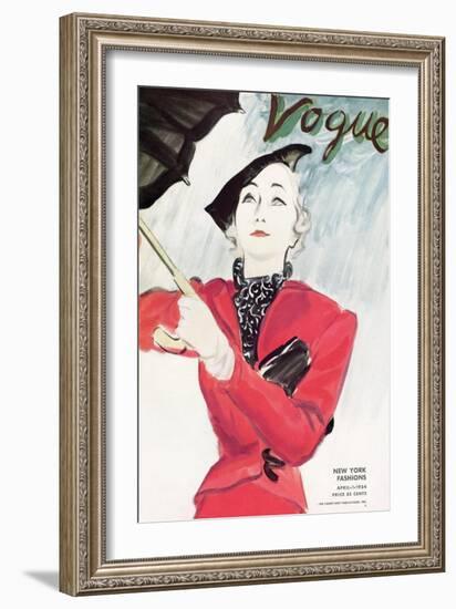Vogue Cover - April 1934-Carl "Eric" Erickson-Framed Premium Giclee Print