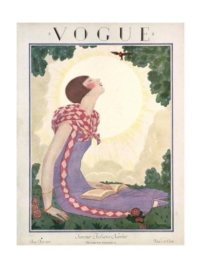 Vogue Cover - June 1925-Georges Lepape-Framed Print Mount