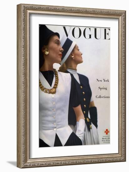 Vogue Cover - March 1946-John Rawlings-Framed Premium Giclee Print