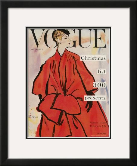 Vogue Cover - November 1953-René R. Bouché-Framed Giclee Print