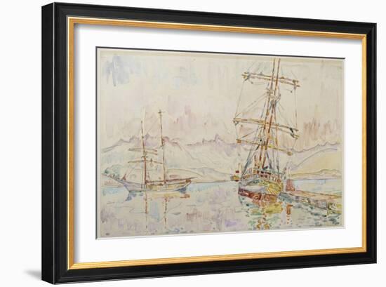 Voiliers dans le port d'Ajaccio-Paul Signac-Framed Giclee Print