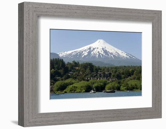 Volcan Villarrica and Lao Villarrica at Pucon, Lakes District, Southern Chile, South America-Tony-Framed Photographic Print