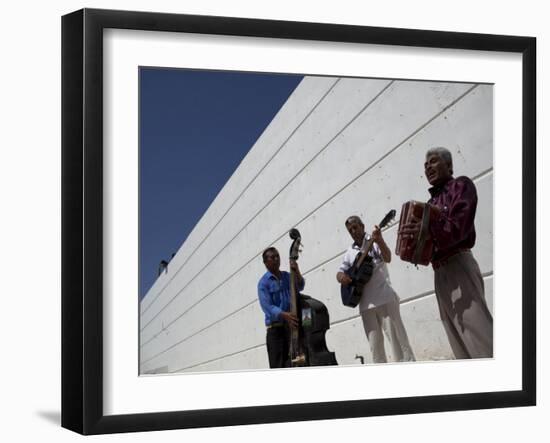 Volcanes Del Norte, a Band Formed by Inmates, Perform Next to Wall Inside Ciudad Juarez City Prison-null-Framed Photographic Print