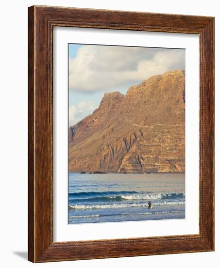 Volcanic Cliffs of the Risco De Famara Rising Over Lanzarote's Finest Beach, Canary Islands-Robert Francis-Framed Photographic Print