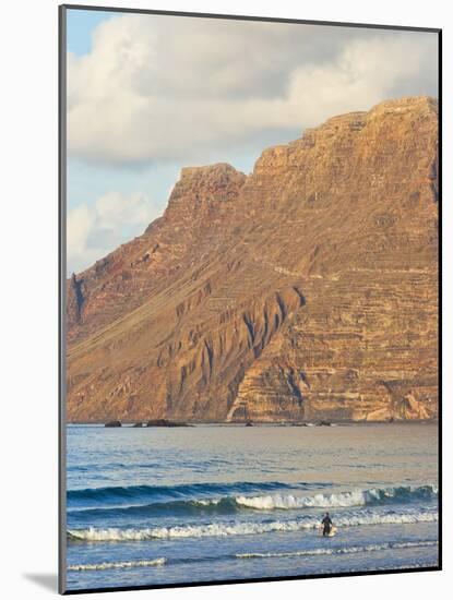 Volcanic Cliffs of the Risco De Famara Rising Over Lanzarote's Finest Beach, Canary Islands-Robert Francis-Mounted Photographic Print