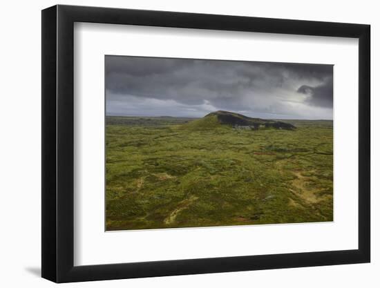 Volcanic crater and moss-covered lava fields on the Snaefellsness Peninsula, Iceland, Polar Regions-Jon Reaves-Framed Photographic Print