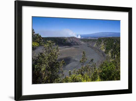 Volcanic Crater before the Smoking Kilauea Summit Lava Lake in the Hawaii Volcanoes National Park-Michael Runkel-Framed Photographic Print