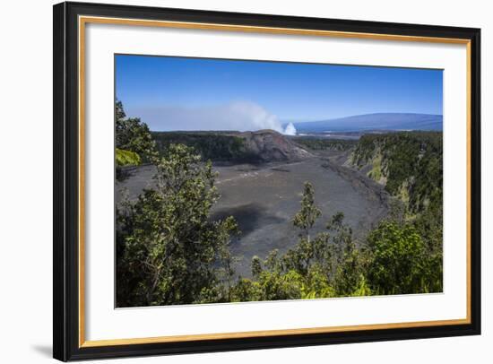 Volcanic Crater before the Smoking Kilauea Summit Lava Lake in the Hawaii Volcanoes National Park-Michael Runkel-Framed Photographic Print