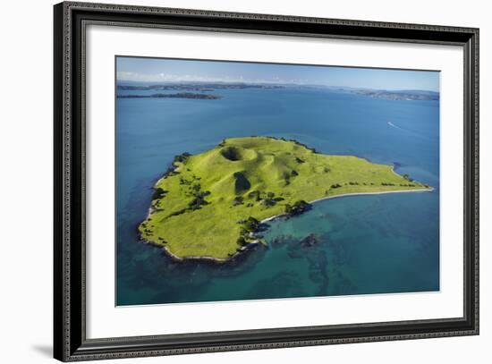 Volcanic Craters on Browns Island, or Motokorea, Hauraki Gulf, Auckland, North Island, New Zealand-David Wall-Framed Photographic Print