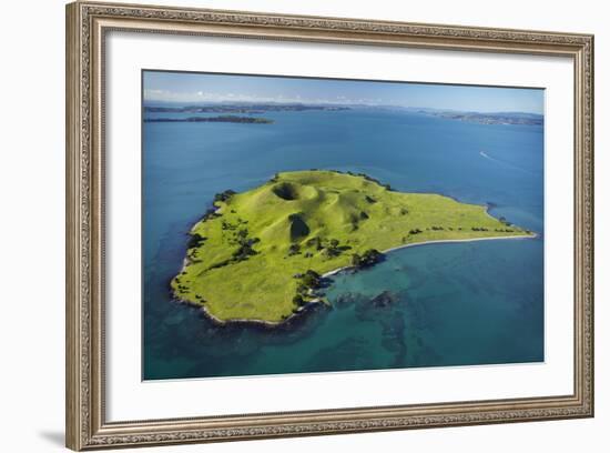 Volcanic Craters on Browns Island, or Motokorea, Hauraki Gulf, Auckland, North Island, New Zealand-David Wall-Framed Photographic Print