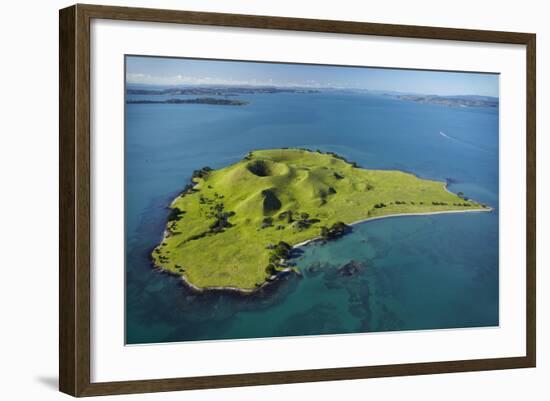 Volcanic Craters on Browns Island, or Motokorea, Hauraki Gulf, Auckland, North Island, New Zealand-David Wall-Framed Photographic Print