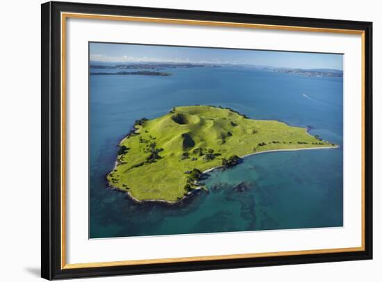 Volcanic Craters on Browns Island, or Motokorea, Hauraki Gulf, Auckland, North Island, New Zealand-David Wall-Framed Photographic Print