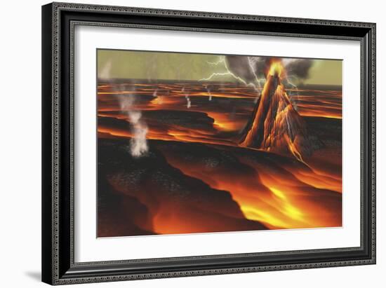 Volcanic Eruption on an Alien Planet-null-Framed Art Print