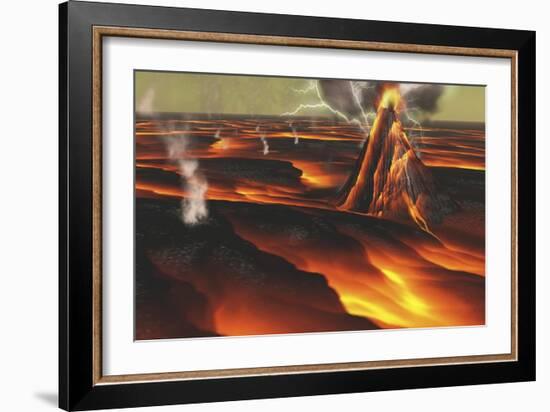 Volcanic Eruption on an Alien Planet-null-Framed Premium Giclee Print