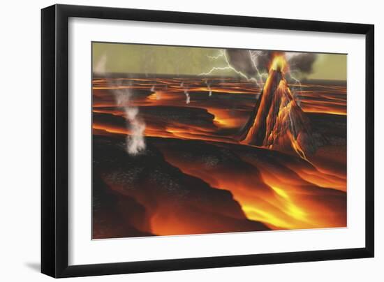 Volcanic Eruption on an Alien Planet-null-Framed Premium Giclee Print