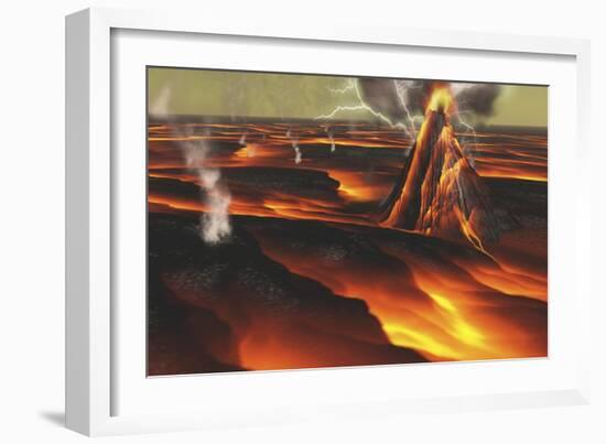 Volcanic Eruption on an Alien Planet-null-Framed Premium Giclee Print