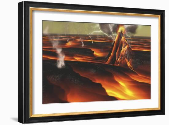 Volcanic Eruption on an Alien Planet-null-Framed Premium Giclee Print