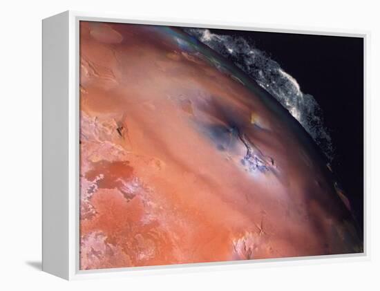 Volcanic Eruptions of Pele on Moon Io Taken by Spacecraft Voyager 2-null-Framed Premier Image Canvas