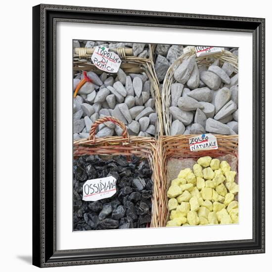 Volcanic rock souvenirs, Lipari Island, Aeolian Islands, UNESCO World Heritage Site, Sicily, Italy,-Marco Simoni-Framed Photographic Print