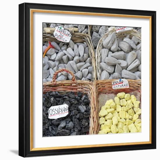 Volcanic rock souvenirs, Lipari Island, Aeolian Islands, UNESCO World Heritage Site, Sicily, Italy,-Marco Simoni-Framed Photographic Print