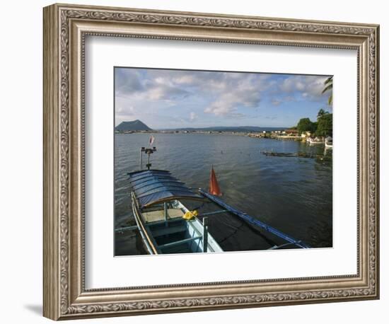 Volcano and Colourful Banka Fishing Boats, Lake Taal, Talisay, Luzon, Philippines, Southeast Asia-Kober Christian-Framed Photographic Print