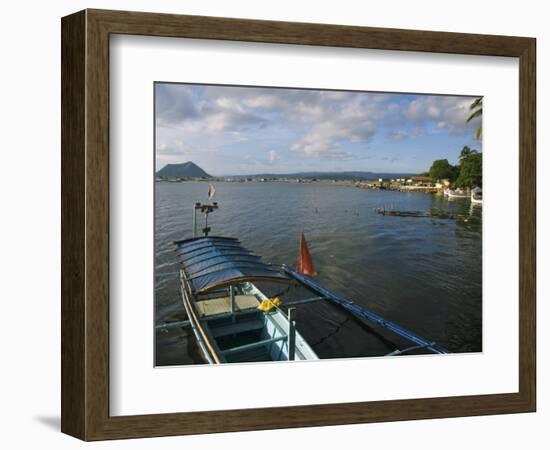 Volcano and Colourful Banka Fishing Boats, Lake Taal, Talisay, Luzon, Philippines, Southeast Asia-Kober Christian-Framed Photographic Print