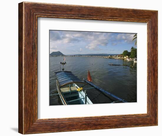 Volcano and Colourful Banka Fishing Boats, Lake Taal, Talisay, Luzon, Philippines, Southeast Asia-Kober Christian-Framed Photographic Print