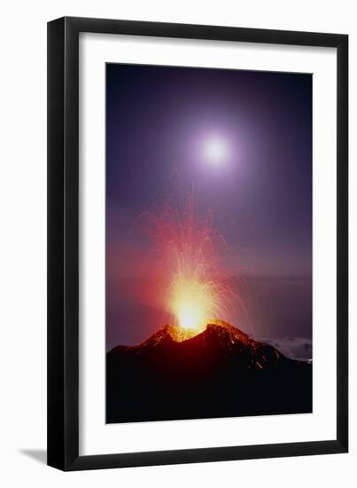 Volcano At Night-Dr. Juerg Alean-Framed Photographic Print