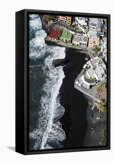 Volcano Beach and Seafront in Puerto Naos on La Palma, Aerial Picture, Canary Islands, Spain-Frank Fleischmann-Framed Premier Image Canvas