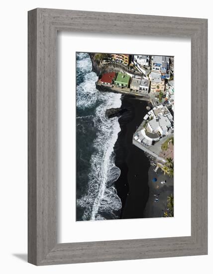 Volcano Beach and Seafront in Puerto Naos on La Palma, Aerial Picture, Canary Islands, Spain-Frank Fleischmann-Framed Photographic Print