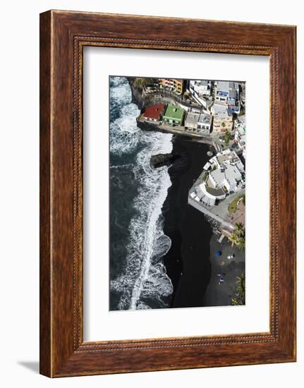 Volcano Beach and Seafront in Puerto Naos on La Palma, Aerial Picture, Canary Islands, Spain-Frank Fleischmann-Framed Photographic Print