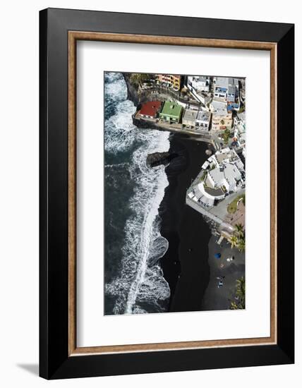 Volcano Beach and Seafront in Puerto Naos on La Palma, Aerial Picture, Canary Islands, Spain-Frank Fleischmann-Framed Photographic Print