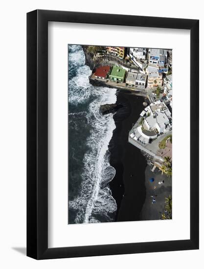 Volcano Beach and Seafront in Puerto Naos on La Palma, Aerial Picture, Canary Islands, Spain-Frank Fleischmann-Framed Photographic Print