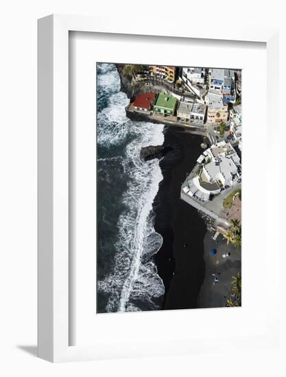 Volcano Beach and Seafront in Puerto Naos on La Palma, Aerial Picture, Canary Islands, Spain-Frank Fleischmann-Framed Photographic Print