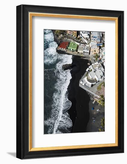 Volcano Beach and Seafront in Puerto Naos on La Palma, Aerial Picture, Canary Islands, Spain-Frank Fleischmann-Framed Photographic Print