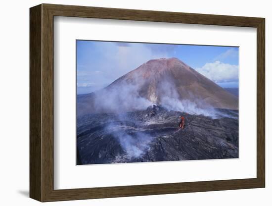 Volcano Cinder Cone with Flowing Lava-DLILLC-Framed Photographic Print