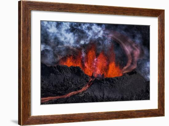 Volcano Eruption at the Holuhraun Fissure near Bardarbunga Volcano, Iceland-Arctic-Images-Framed Premium Photographic Print