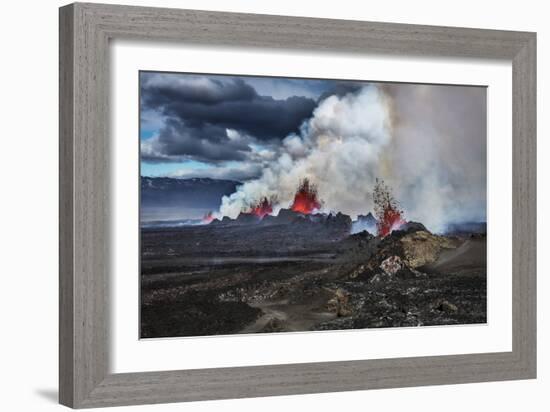 Volcano Eruption at the Holuhraun Fissure near Bardarbunga Volcano, Iceland-Arctic-Images-Framed Photographic Print