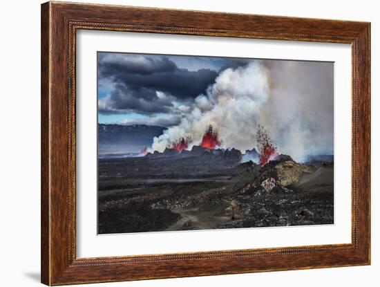 Volcano Eruption at the Holuhraun Fissure near Bardarbunga Volcano, Iceland-Arctic-Images-Framed Photographic Print