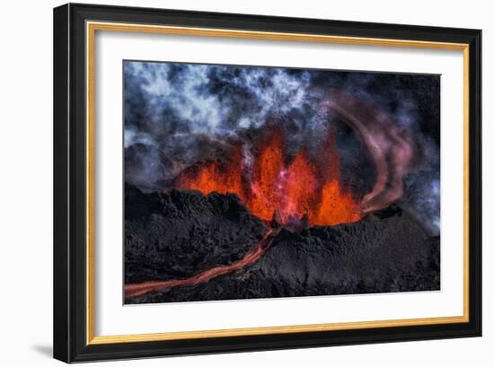 Volcano Eruption at the Holuhraun Fissure near Bardarbunga Volcano, Iceland-Arctic-Images-Framed Photographic Print