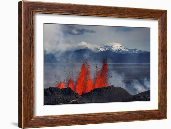 Volcano Eruption at the Holuhraun Fissure near Bardarbunga Volcano, Iceland-Arctic-Images-Framed Photographic Print