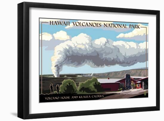 Volcano House - Hawaii Volcanoes National Park-Lantern Press-Framed Art Print