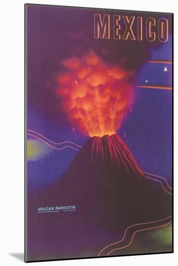 Volcano, Mexican Travel Poster-null-Mounted Premium Giclee Print
