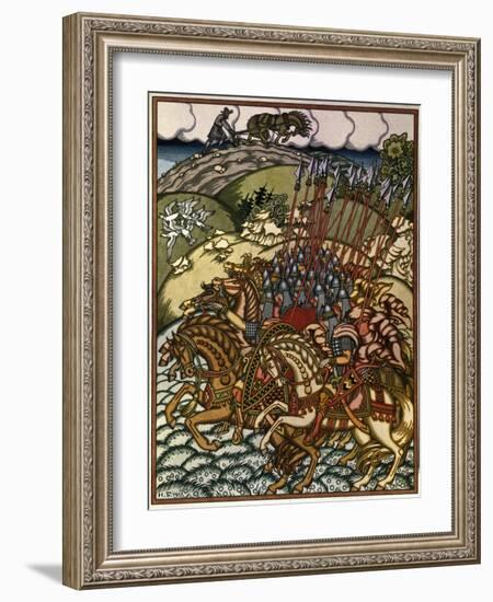 Volga Sviatoslavich (Vseslav De Polotsk (Vers 1039-1101), Grand Prince De Kiev De 1068 a 1069) Et M-Ivan Bilibin-Framed Giclee Print