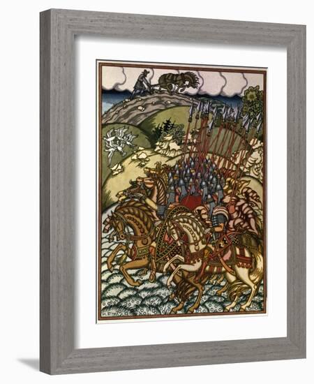 Volga Sviatoslavich (Vseslav De Polotsk (Vers 1039-1101), Grand Prince De Kiev De 1068 a 1069) Et M-Ivan Bilibin-Framed Giclee Print