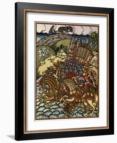 Volga Sviatoslavich (Vseslav De Polotsk (Vers 1039-1101), Grand Prince De Kiev De 1068 a 1069) Et M-Ivan Bilibin-Framed Giclee Print